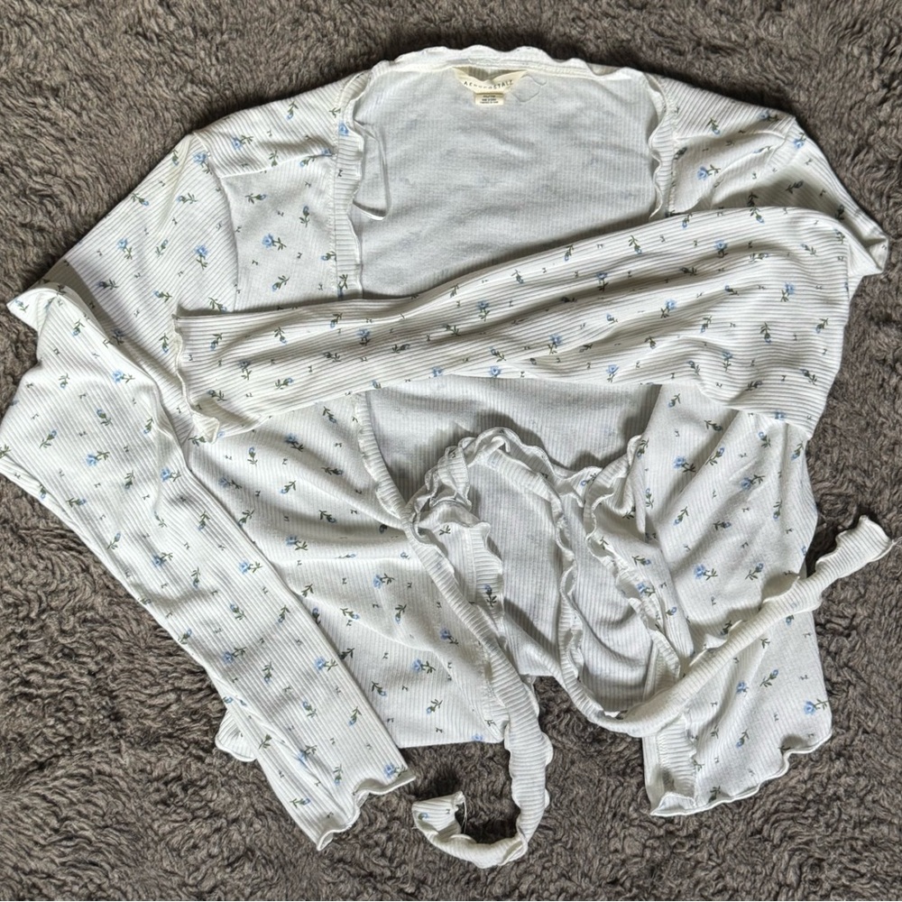 Aeropostale White Floral Cardigan